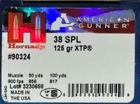 Balas Hornady American Gunner 38 Spc 125gr XTP x20