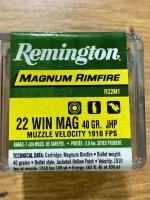 Balas Remington 22 WMR 40gr JHP x50