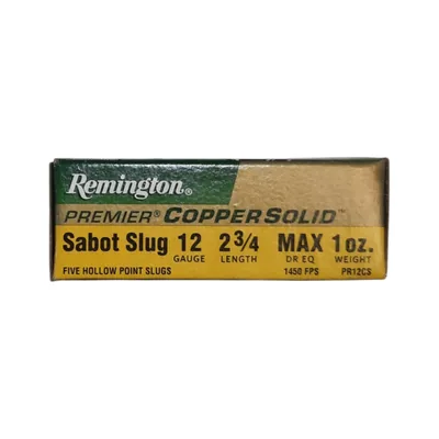 Cartuchos Remington 12GA Solid 28g x5