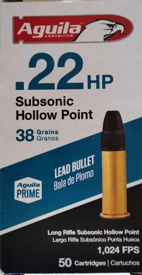 Balas Aguila 22 LR Subsonic 38gr HP Lead x50