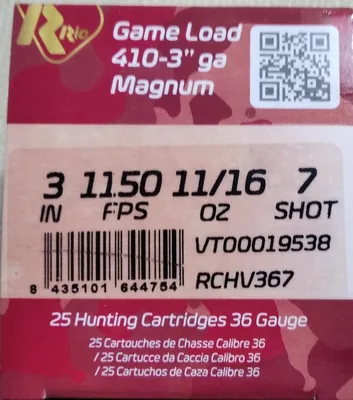 Cartuchos Rio 410 Bore Shot N7/19g x25