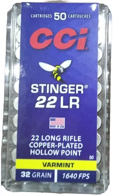 Balas CCI Stinger 22 LR 32gr HP Copper Plated x50